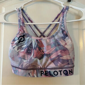 Peloton X WITH Wear It To Heart Floral Sports Bra Scrappy Cross Back Women XS.
